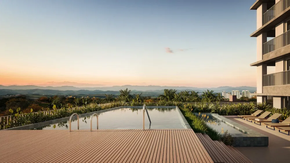 Piscina panorâmica com vista para a Serra da Mantiqueira